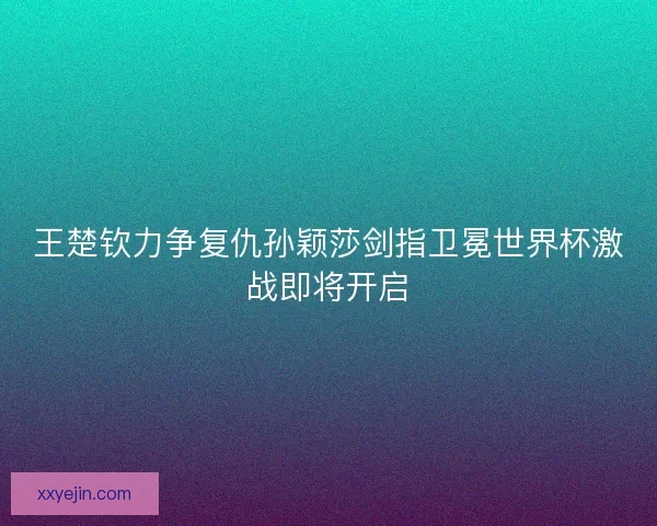 王楚钦力争复仇孙颖莎剑指卫冕世界杯激战即将开启