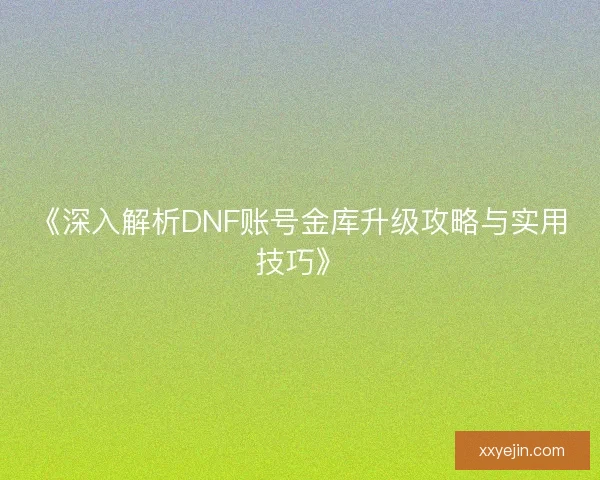 《深入解析DNF账号金库升级攻略与实用技巧》